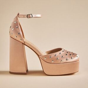 SILENT D Blush Satin Platform Heels